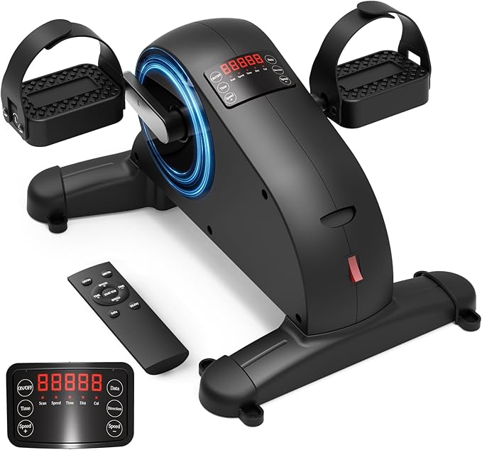 Pedal Exerciser Under Desk Bike-Mini Exercise Bike for Seniors & Physical Therapy with 12 Speed Adjustable, Remote Control & LCD Display