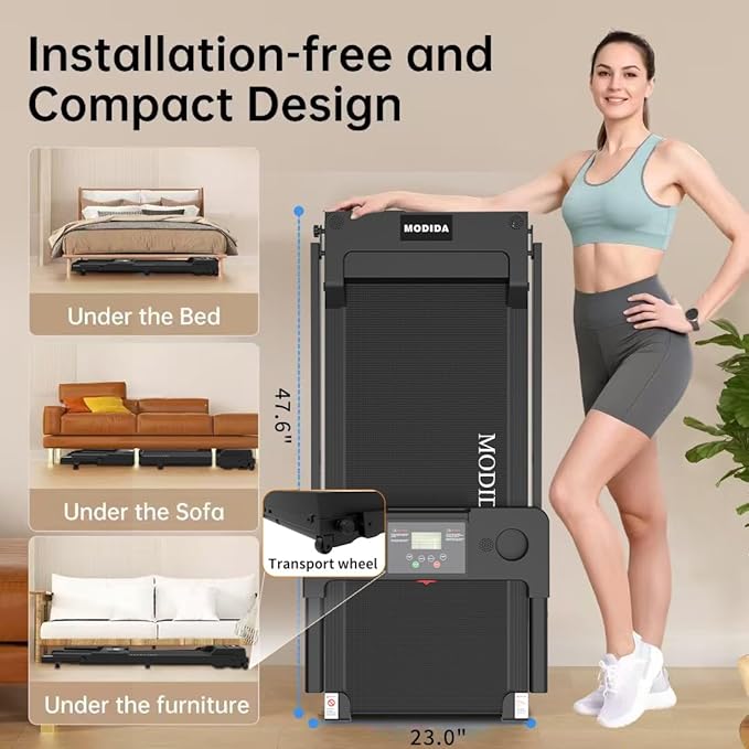 3 in 1 Walking Pad Treadmill with Handle | 1.5HP Under Desk Treadmill for Home Office | Foldable Compact Walking Jogging Running Machine | 220LBS Capacity, ≤45dB Quiet Treadmill