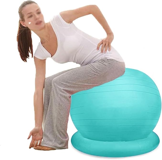 Yoga Ball Chair,Yoga Ball，Exercise Ball, Stability Exercise Ball Chair with Base Office Yoga Ball Chair for Adults Teenagers Balance Ball Seat for Workout Fitness Pilates(Diameter 55 cm ( 21 5/8" ))
