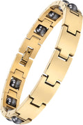 Women's Magnetic Therapy Bracelet with Rotable Obsidian Beads & 5 Powerful Magnets – Adjustable, Stylish Wellness Accessory for Stress Relief, Pain Relief & Energy Balance(Gold)
