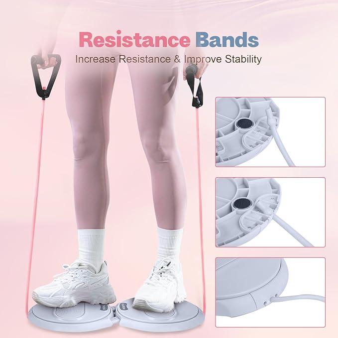 Ab Twister Board, Waist Twister Machine with Resistance Bands, Waist Twisting Disc for Core & Ab Exercise, Foot Massage, Ideal for Slimming Workout