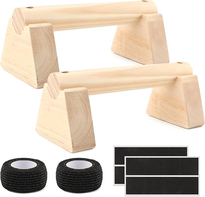 Wooden Push Up Bars, Parallettes Bars for Calisthenics, Wood Calisthenics Equipment for Handstand Training, Push Up Handles for Floor Exercise Home Workout for Men Women
