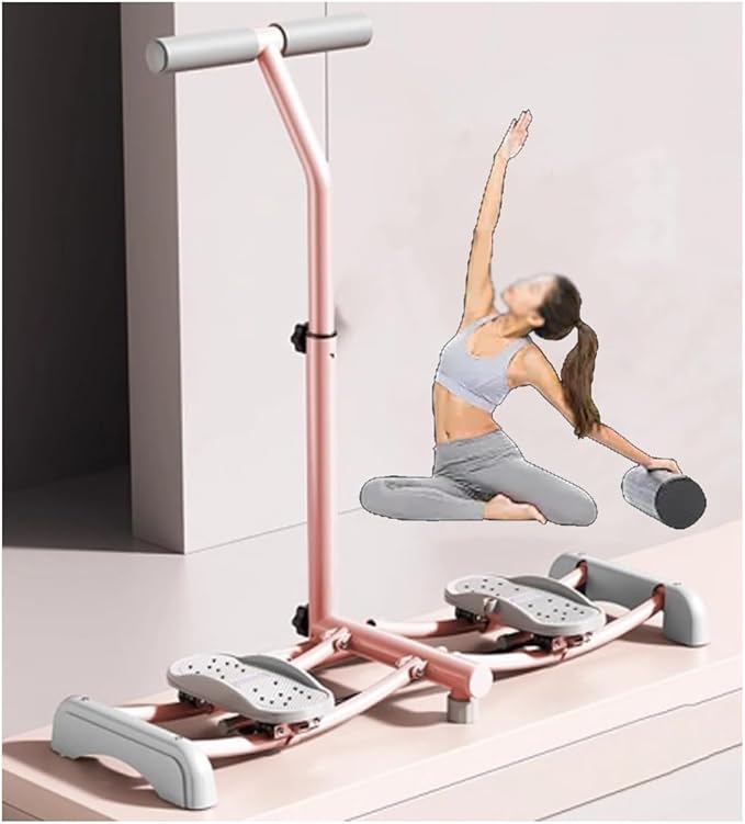 Foldable Skiing Exerciser Ski Machine Collapsible Leg Magic Machine Leg Strength Split Exerciser Core Strength Training Instrument for at Home Gym Pink(Pink,Armrest Type)
