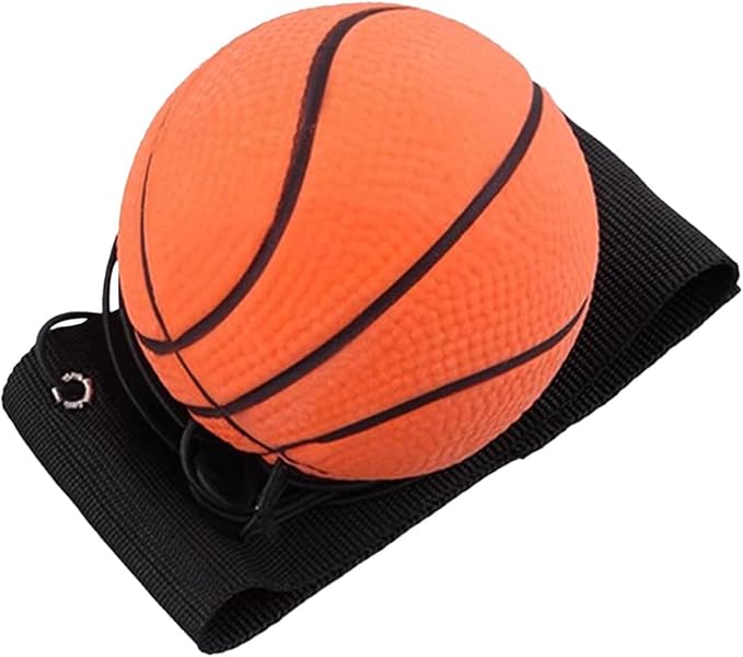Wrist Return Ball, Basketball Wrist Return Ball, Small BasketBalls for Wrist Exercise Fun Outdoor Adults, Speed and Agility Training Tool, Rubber Rebound Bouncy Wristband Balls on Elastic String