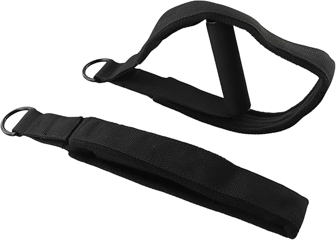 Double Loop Pilates Foot Straps for Reformer Equipment, D For Ring Pilates Resistance Bands with Non-Slip Texture, Portable Pilates Exercise Straps, 2-Pack Black