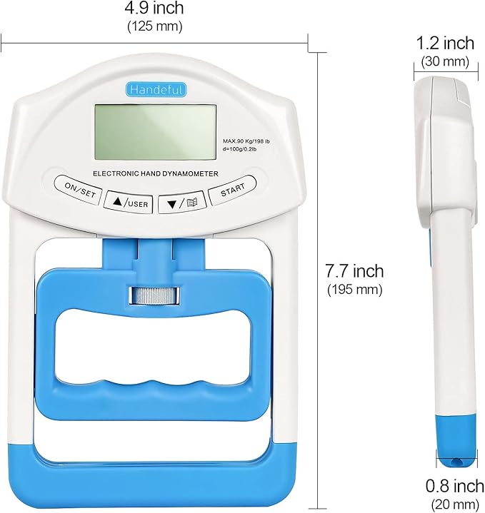 Handeful Grip Strength Tester Trainer - Dynamometer Handgrip Measurer Meter, Handheld Strengthener Exerciser for Sports, School, and Home Use
