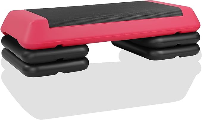 Gym Step Platform for Exercise at Home, Fitness Step for Home Workout, Adjustable Step Up Exercise Platform, Aerobic Stepper Step Platform with 4 Risers, Step Exercise Platform for Work Out