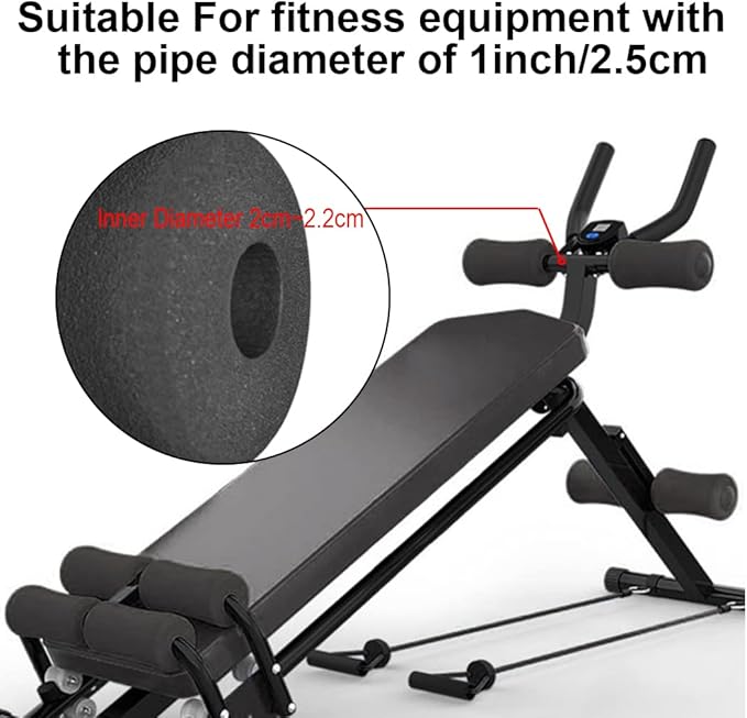 Foam Foot Pads Rollers Two Pair for Home Gym Exercise Machines Equipments Replacements with 1 Inch(2.5cm) Rod (Foam 8.66" X 3.15" Od X 0.87" Id)