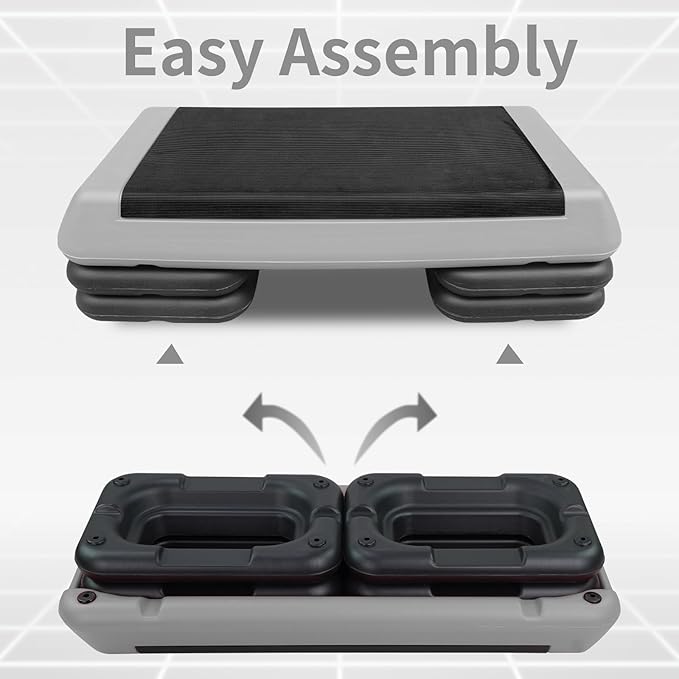 Adjustable Aerobic Stepper Workout Step with 4 Risers Fitness & Exercise Platform Trainer