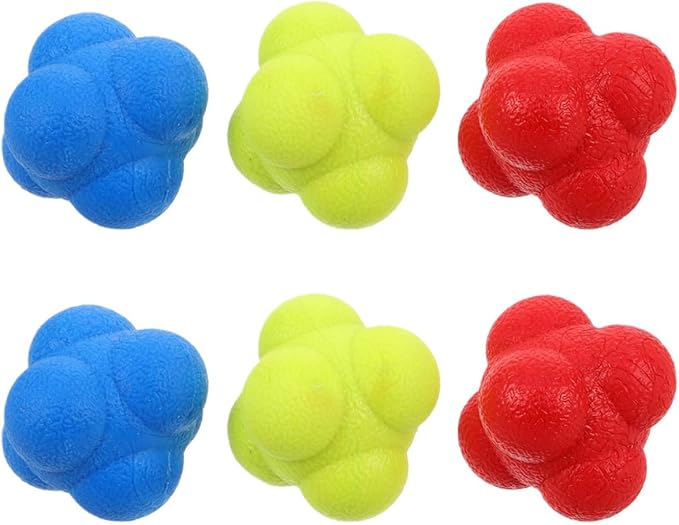 Hemoton 6pcs Sports Reaction Training Balls 5.5cm Hexagon Agility Coordination Reflex Training for Hand-Eye Coordination and Speed Improvement in Basketball Tennis Fitness