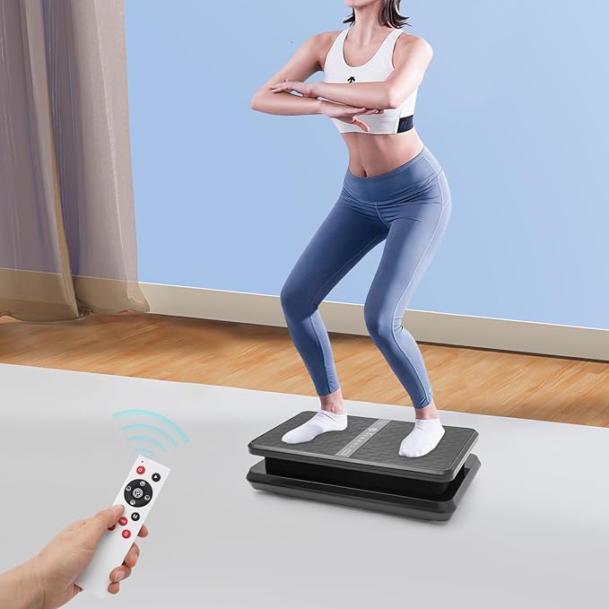 Vibration Plate Exercise Machine, Full Body Shake Plate Vibration Platform Machines for Lymphatic Drainage, Vibration Plates for Weight Loss Home Fitness Equipment with Resistance Bands