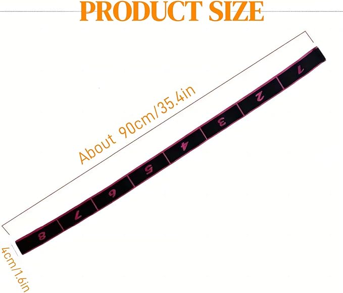 Fitness Resistance Band for Stretching and Yoga, Number Stretch Resistance Band with Clear Markings, 8-Section Elastic Training Bands (3Psc)