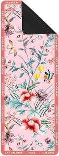 Hot Yoga Mat Towel for Women | Non-Slip Natural Rubber Backing | 72"x26.7" Absorbent Suede Microfiber & Floral Design | Lightweight & 1mm Thin for Pilates, Gym, Travel