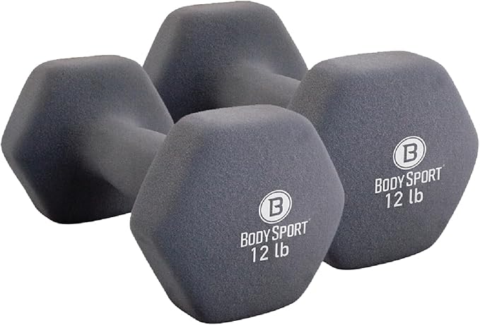 Body Sport Neoprene Dumbbell Weight - Latex-Free, Strength Training Equipment for Home Fitness & Gym Workouts