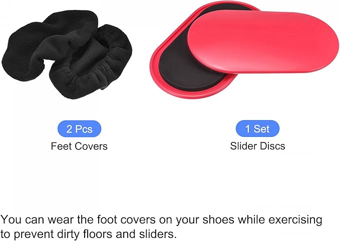 uxcell Exercise Core Sliders, Oval Glider Discs with Feet Covers, Dual Sided Usage in Home Gym for Full Body Workout