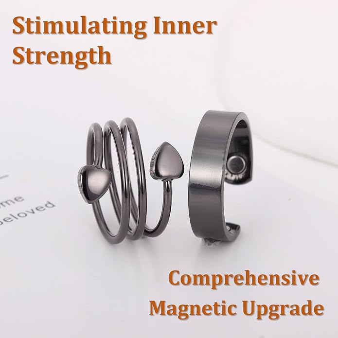 Magnetic Copper Rings Set for Women, Elegant Lymphatic Jewelry Gifts, Vintage Adjustable Vine Design