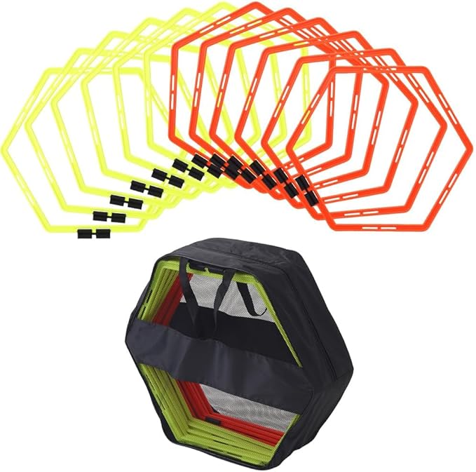 Japard Hex Agility Rings for Speed Training & Agility Footwork Training Speed Hurdles Ladder with Carrying Bag