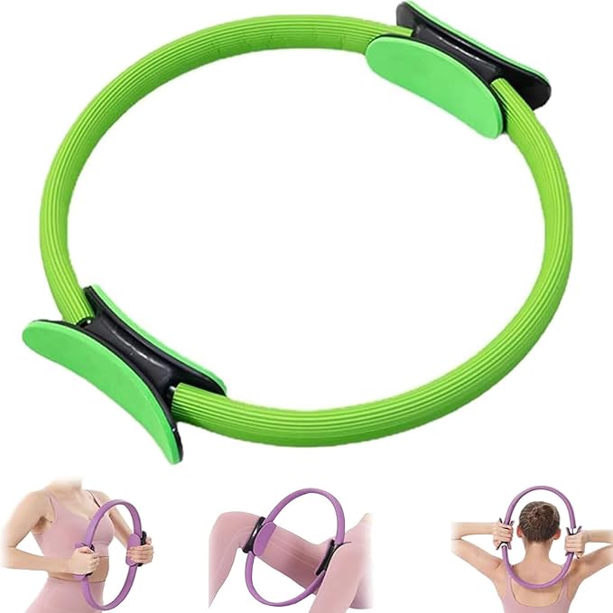 Pilates Ring Fitness Trainer, Yoga Ring Home Gym Equipment Inner Thigh Exercise, 14.96 Inch Yoga Ring Magic Circle, Double Padded Handle Exercise Resistance Equipment