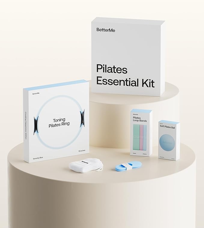 BetterMe Pilates Essential Kit - Pilates Ring, Long Resistance Bands, Pilates Loop Bands, Ball and More - Complete Home Pilates Kit for Women