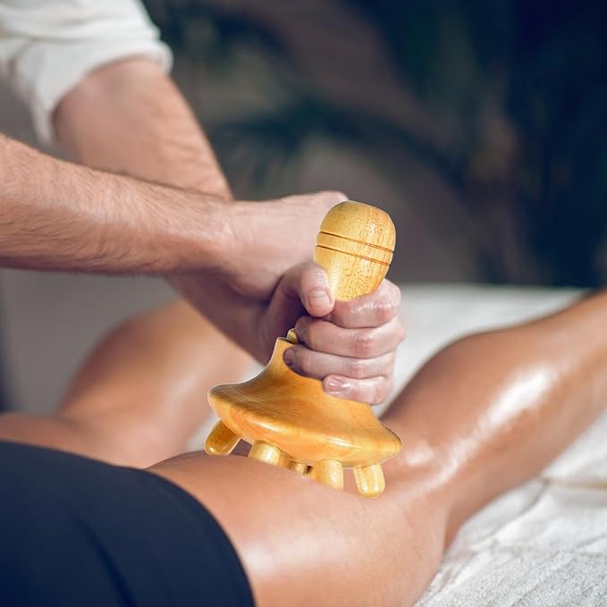 Mushroom Massager – Wood 14.5x9.1x9.6cm | Beech Mushroom Massage Cup with Wooden Handle | Manual Wood Massage Tool for Body Shaping, Relaxation, Muscle Relief and Home Spa Use