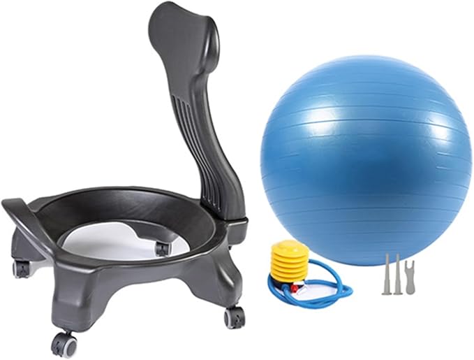 Active Sitting Exercise Ball Chair for Adults - Ergonomic Office Yoga Ball Chairs, Improve Back Pain and Balance, Lockable Wheels, Foot Pump - Buy Now on Amazon