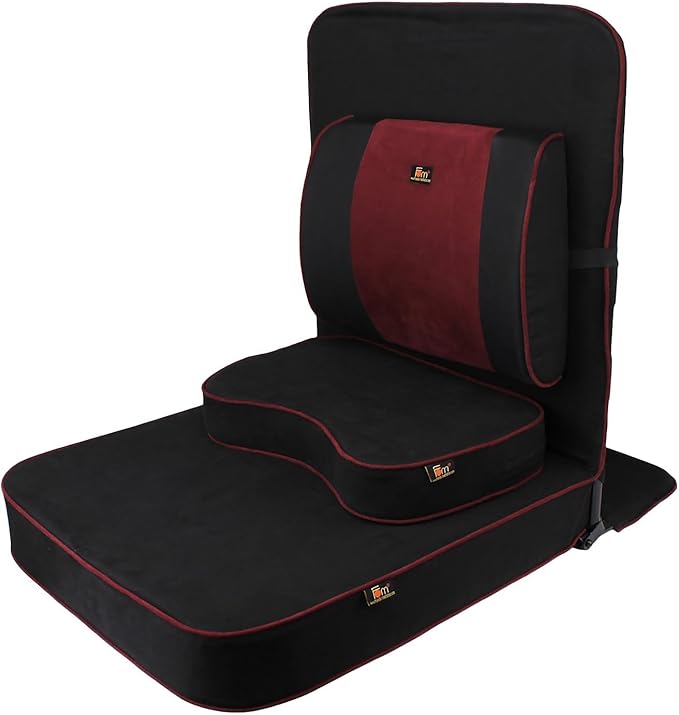 Friends of Meditation Extra Large Meditation Chair | Floor Chair with Back Support | Yoga Chairs for Adults | Portable Folding Chair | Yoga Chair with Cushion & Meditation Block | Black | 24x22 in