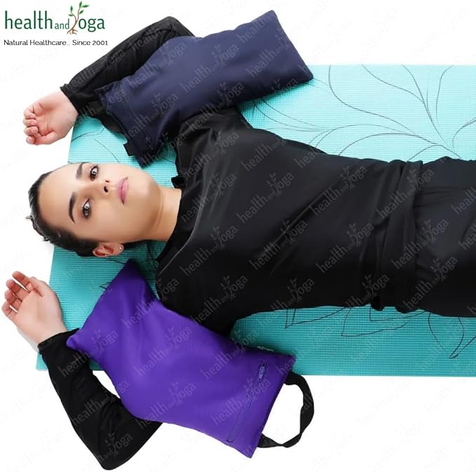 SoulGenie HealthAndYoga™ Yoga Sand Bags - Double Bag with Inner Waterproof Bag - Prop for Adding Weight and Support (Blue)