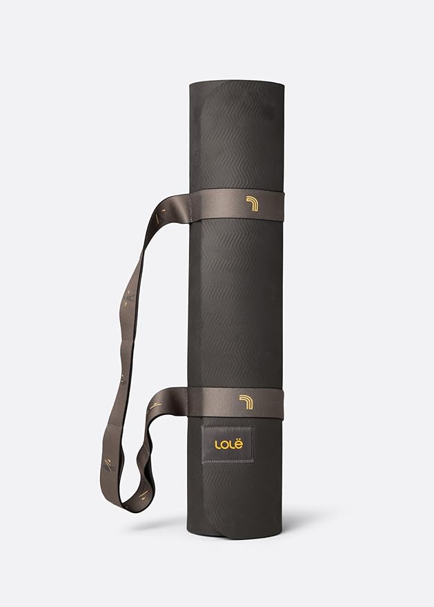 Lolë Pose Yoga Mat with Strap Carrier | Non-Slip Textured 5mm Thick Workout Mat | Ideal for Hot Yoga & Pilates | Lightweight & Sweat Resistant