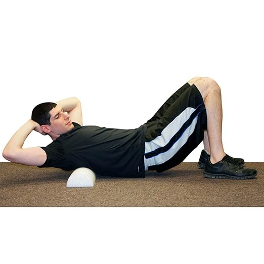 CanDo White PE Foam Rollers for Exercise, Finess, Muscle Restoration, Massage Therapy, Sport Recovery and Physical Therapy for Home, Clinics, Professional Therapy Half-Round 6" x 24"