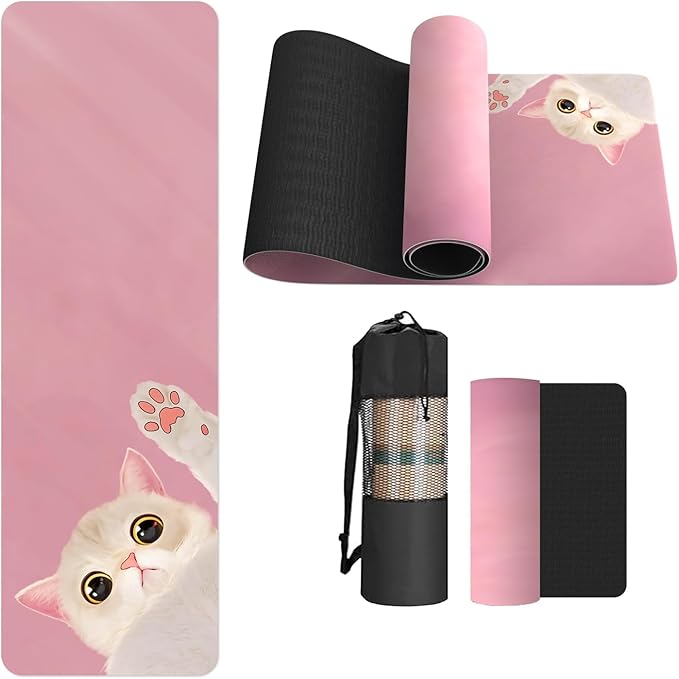 FOLAI Extra Thick Yoga Mat 6mm，pilates mat thick - Non-Slip Exercise Mat for HIIT, Pilates & Home Workouts & Workout with Free Carry Strap