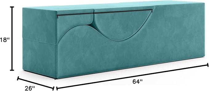 Avana Kami Convertible Chaise/Bed Bench for Yoga & Massage - 2-in-1 End of Bed Ottoman with Concealed Fold Out Yoga Lounge Chair, Microvelvet Blue