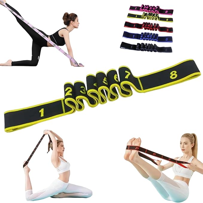 Fitness Resistance Band for Stretching and Yoga, Fashion Puller Exercise, Numbered Resistance Band with Handles for Arms, 8 Loops Elastic Exercise Bands for Yoga, Stretching, Fitness