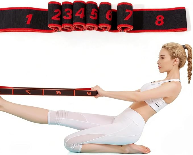 Fitness Resistance Band for Stretching and Yoga, Number Stretch Resistance Band with Clear Markings, 8/10-Section Elastic Training Bands for Yoga, Stretching, Pilates, Fitness