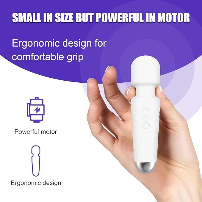 Upgraded Mini Massager - Powerful-Quiet-Portable - Multiple speeds and Modes (White)