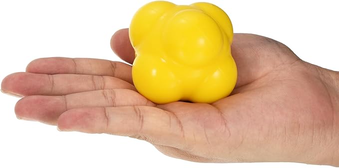 2 Pack Bounce Reaction Balls - Coordination Training Ball, Wear-Resistant Silicone, Apply to Tennis/Softball/Badminton Training (57 x 57mm, Yellow)