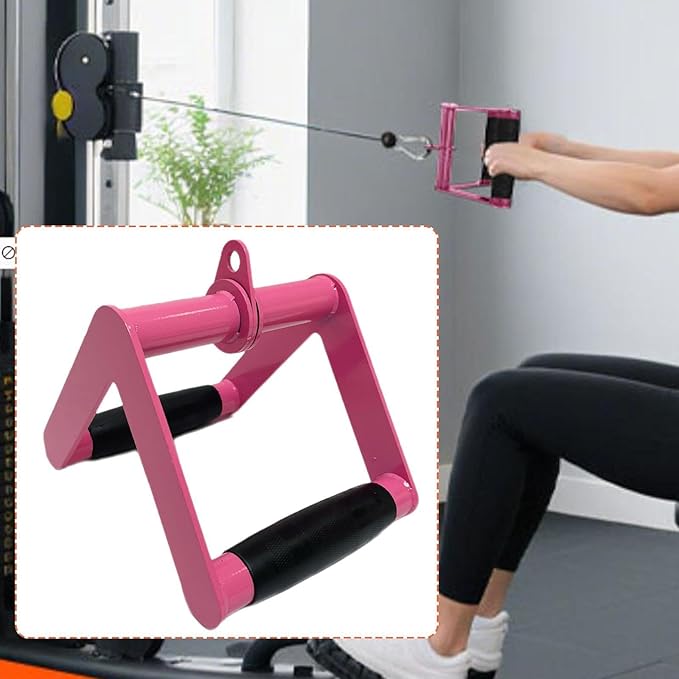 pistro V Bar Cable Attachment for LAT Pulldown & Rows - Steel & TPE Double Handle (18cmx15cm/7.1" x5.9) - Home & Gym Strength Training Equipment