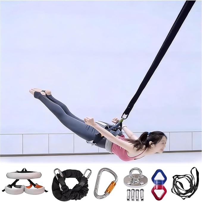 Bungee Fitness Equipment Set W/4 Sizes, Professional Latex Cord Resistance Bands For Gym, Yoga & Air Dance, Suspension Trainer Professional Home Suspension Training Kit