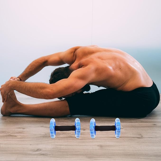 Twin-wheel Fitness Wheel Ab Roller for Core Workout Non-slip Handles, Blue Abdominal Exercise Device for Weight Loss and Muscle Toning at Home Gym