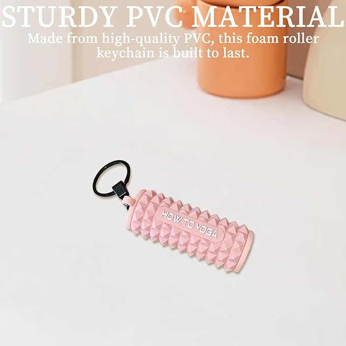 Tizee Mini Yoga Foam Roller Keychain - Spiky Fitness Accessory,with Clasp,Gym and Office Use, 2-Pack Mixed Colors (Pink/Yellow)