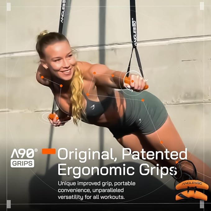 Angles90 Original Pull-Up Grips - Lat Pulldown Attachment - T-Bar Row & Cable Machine - D Handle - Forearm Strength Trainer - Gym Equipment - Exercise Equipment - Grip Strength Trainer