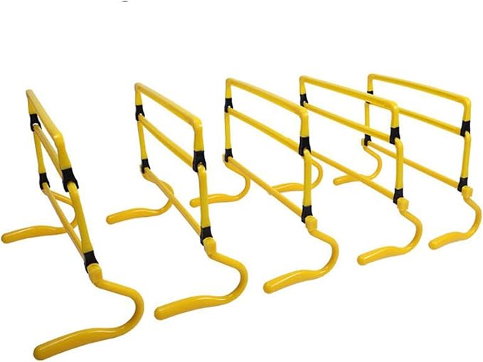 5Pcs Agility Training Hurdles Agility Speed Training Equipment Adjustable Height for Soccer Outdoor Sports Foot Exercise, Yellow