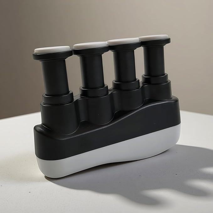 Finger Strengthener, Nalu Hand Grip Trainer Exerciser for Piano, Guitar, Bass, Ukulele Players, Plastic Material, Lightweight and Portable - Improve Finger Flexibility, Strength,1 Pack (Black+Gray)