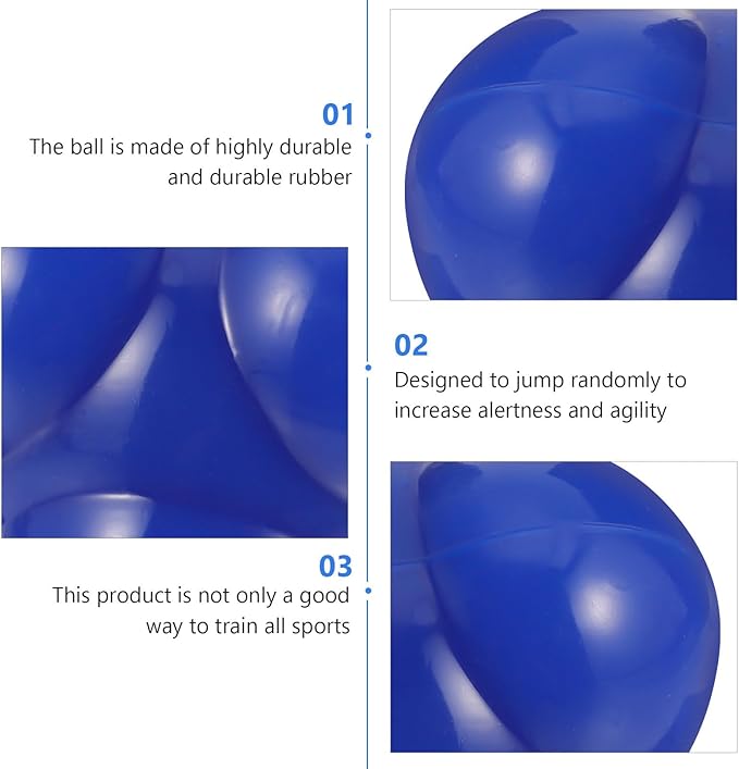 Agile Training Ball Hexagonal Silicone Reflex Reaction Ball 68mm Large Blue for Indoor Fitness Speed Goalkeeper Training