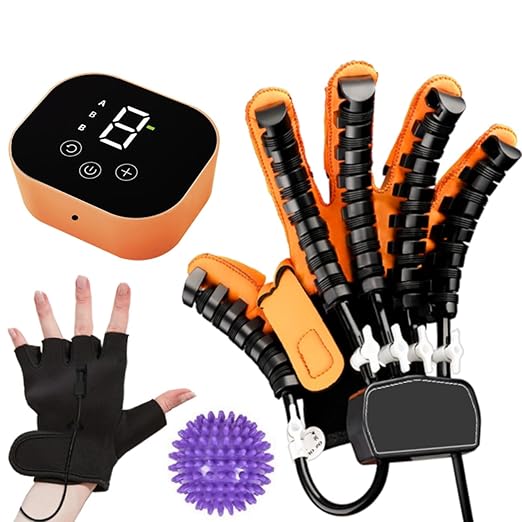 Rehabilitation Robot Glove for Stroke, Robotic Hand Stroke Recovery Equipment, Fingers Strength Training Device for Hemiplegia, Strength Adjustable (Left Hand-L)