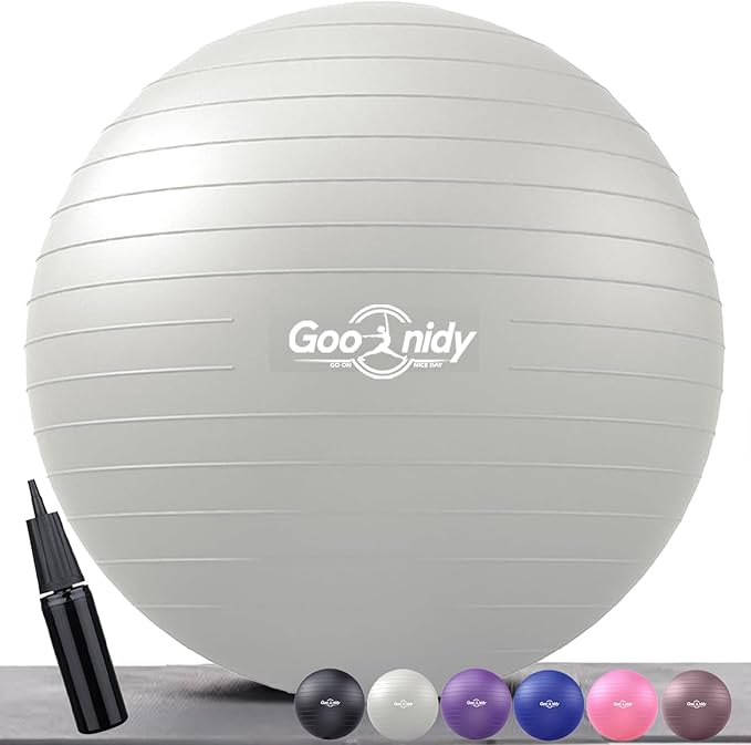 Soft Exercise Ball, Anti-Burst Pilates Yoga Ball Chair Supports 2200lb, Workout Equipment w/ Pump for Women Pregnancy, Medicine, Birthing, Physical Therapy, Stability, Excersing, Birth, Swiss, Fitness