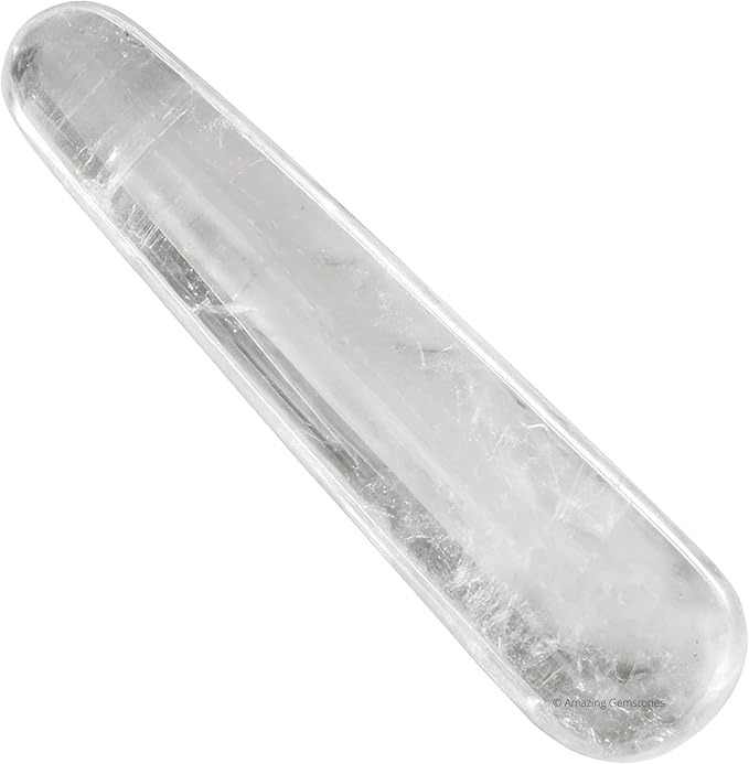 Amazing Gemstone Clear Quartz Crystal Wand Massage Stick - Pelvic Wand Gua Sha for Adults - Crystals and Healing Stones Massage Wands for Adults Gifts (Smooth)