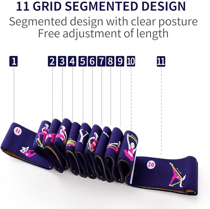 Extra-Wide Yoga Stretch Straps with 11 Loops - Adjustable & Reinforced Stretching Bands for Pilates, Dance, Gymnastics & Physical Therapy, Premium Home Training Equipment