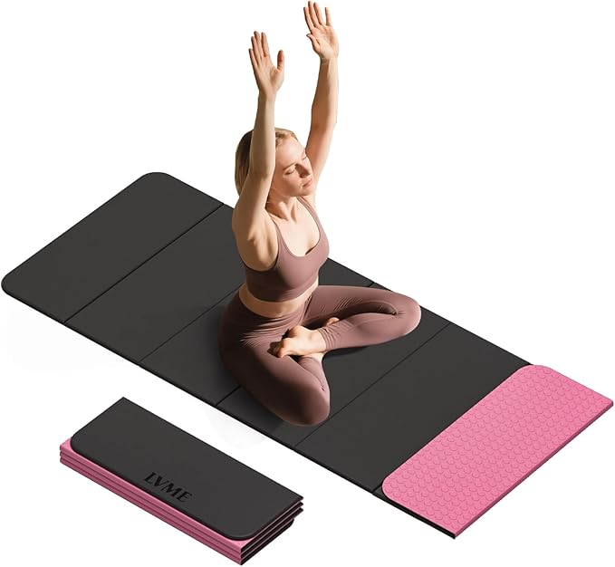 Foldable Yoga Mat, 0.32 inches Thick(8mm), SGS Certified, Non Slip, 71 x 24 inches, Foldable for Travel, Pilates, Camping, Environmental Sports Mat, Odorless TPE Material