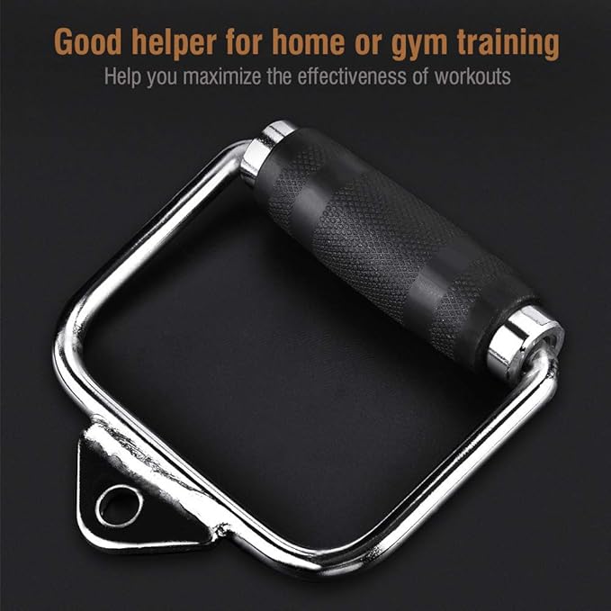 Stirrup Handle Attachment, Comfortable Rubber Grip Steel Cable Exercise Grip for Home Gym Workouts Strength Training Rehabilitation