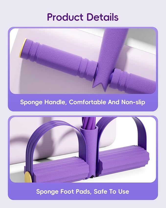 Pedal Resistance Band with Handle,6-Tubes Elastic Pull Rope Fitness Foot Pedal Resistance Bands for Women Girls Bestie Yoga Pilates Exercise Legs Calves Waist Arms Abdomen